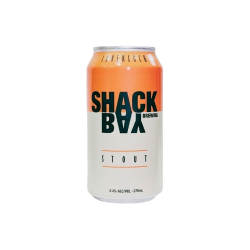 Shack Bay Brewing Stout beer can on a white background
