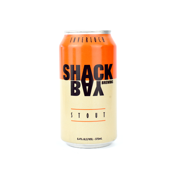 Shack Bay Stout beer can on a white background