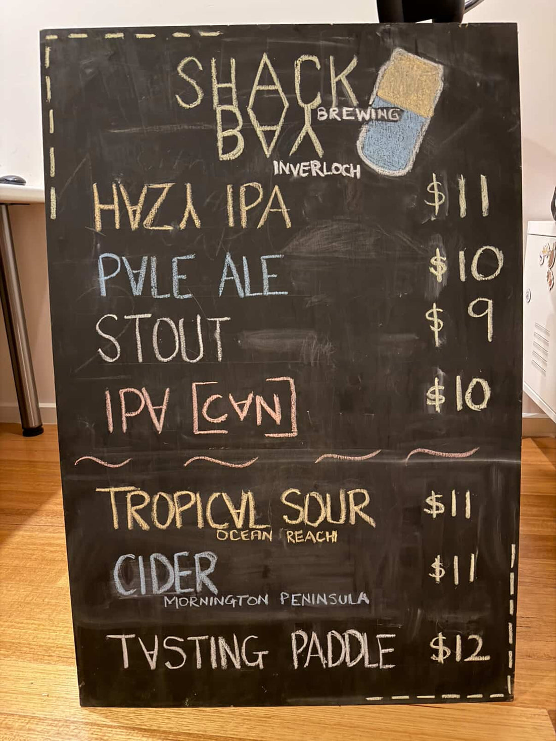 Shack Bay Brewing Menu Board